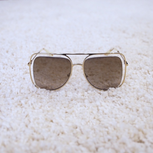 NWT CHLOE Gold Cutout Halo Frame Sunglasses - Picture 4 of 8